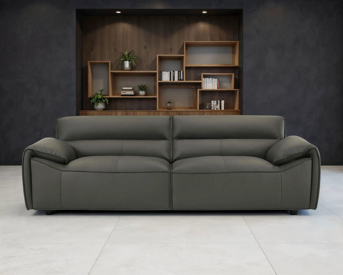 Buxton Top Grain Leather Upholstered Sofa Graphite | 91.25 x 37.5 x 29.5 in | Leather | Living Room