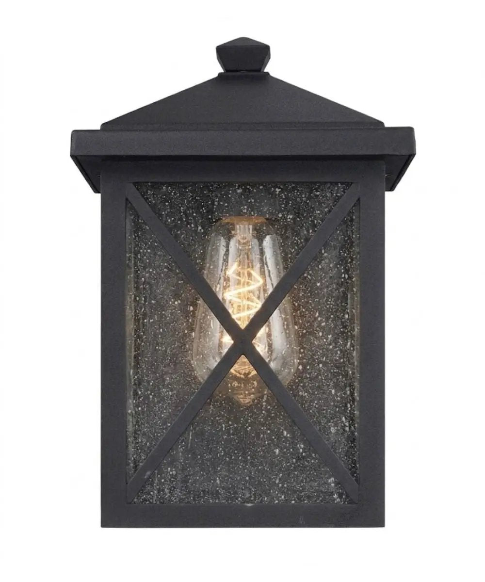 Outdoor Wall Lantern | 10 Inch High | Seeded Glass Shade | 1 Light