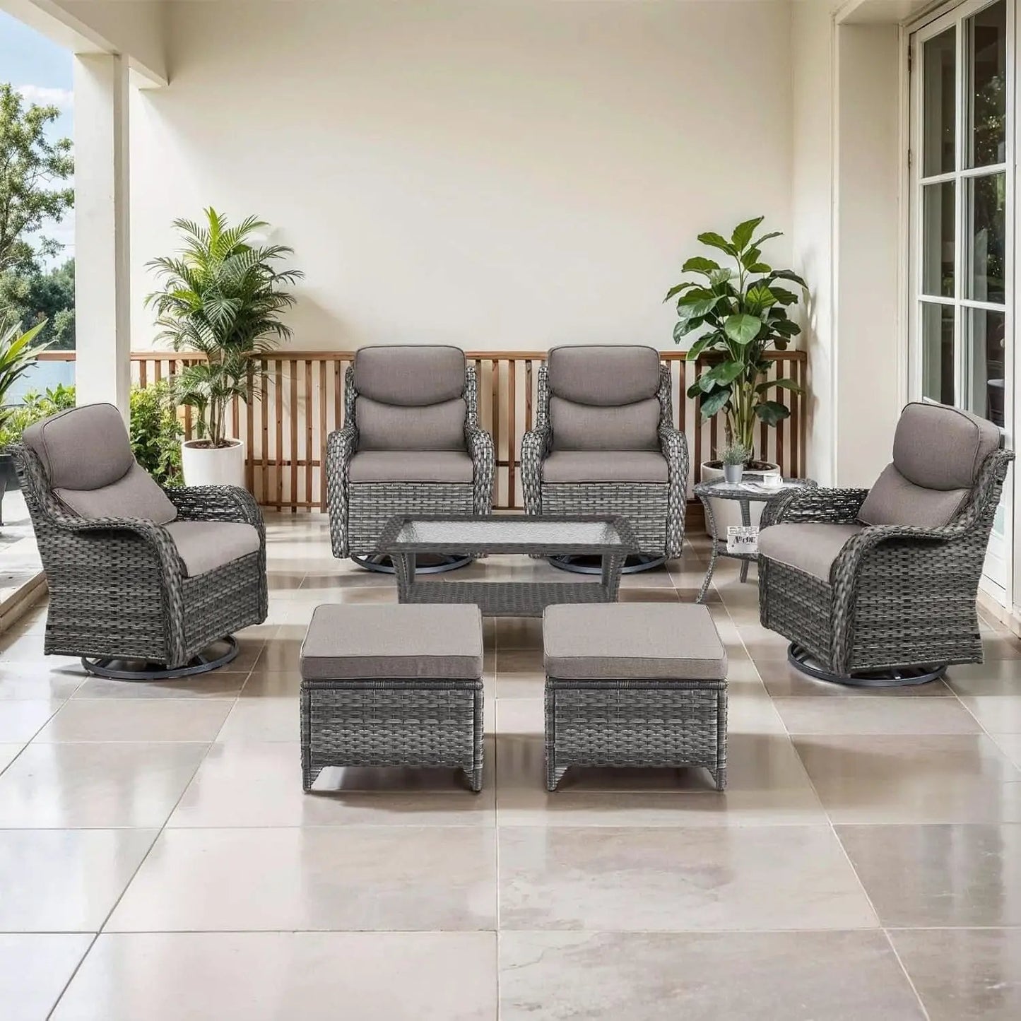 Outdoor Swivel Rocker Patio Chairs Set with Table from PriceLows™