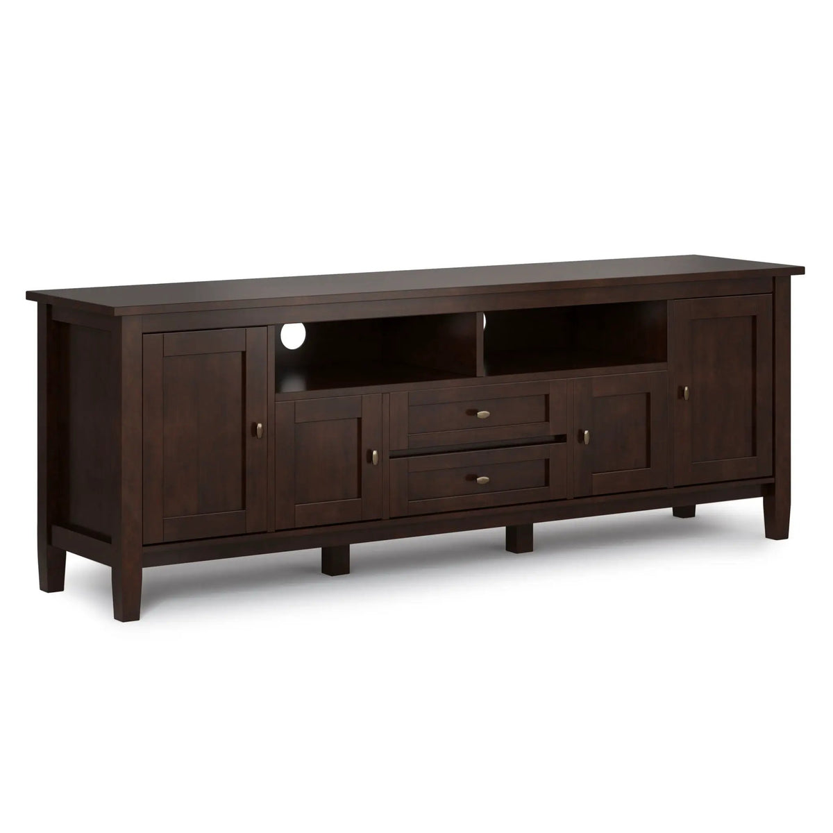 Warm Shaker Extra Wide TV Media Stand | Handcrafted Solid Wood | Fits TVs Up To 80 Inch | 72 Inch Length