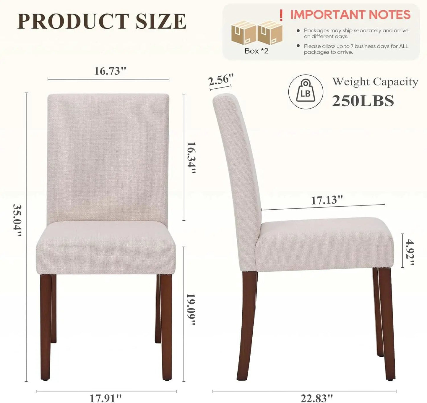 Beige Upholstered Parsons Dining Chairs Hardwood Legs from PriceLows™