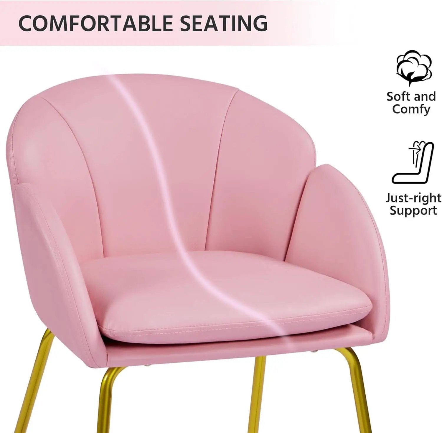 Modern PU Leather Armchair Flower With Golden Legs Pink from PriceLows™