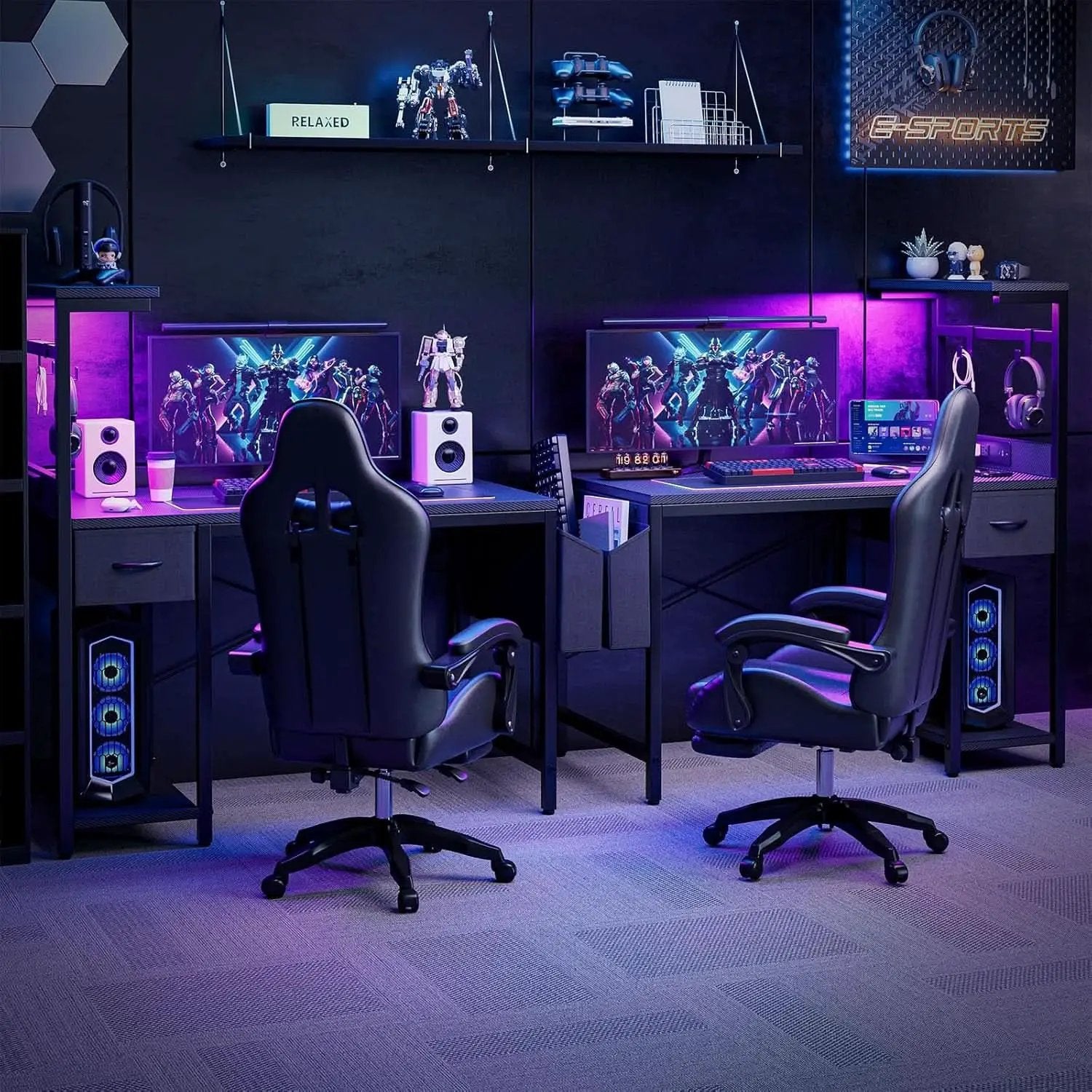 40 Inch Gaming Desk Industrial Grade Carbon Fiber Black from PriceLows™