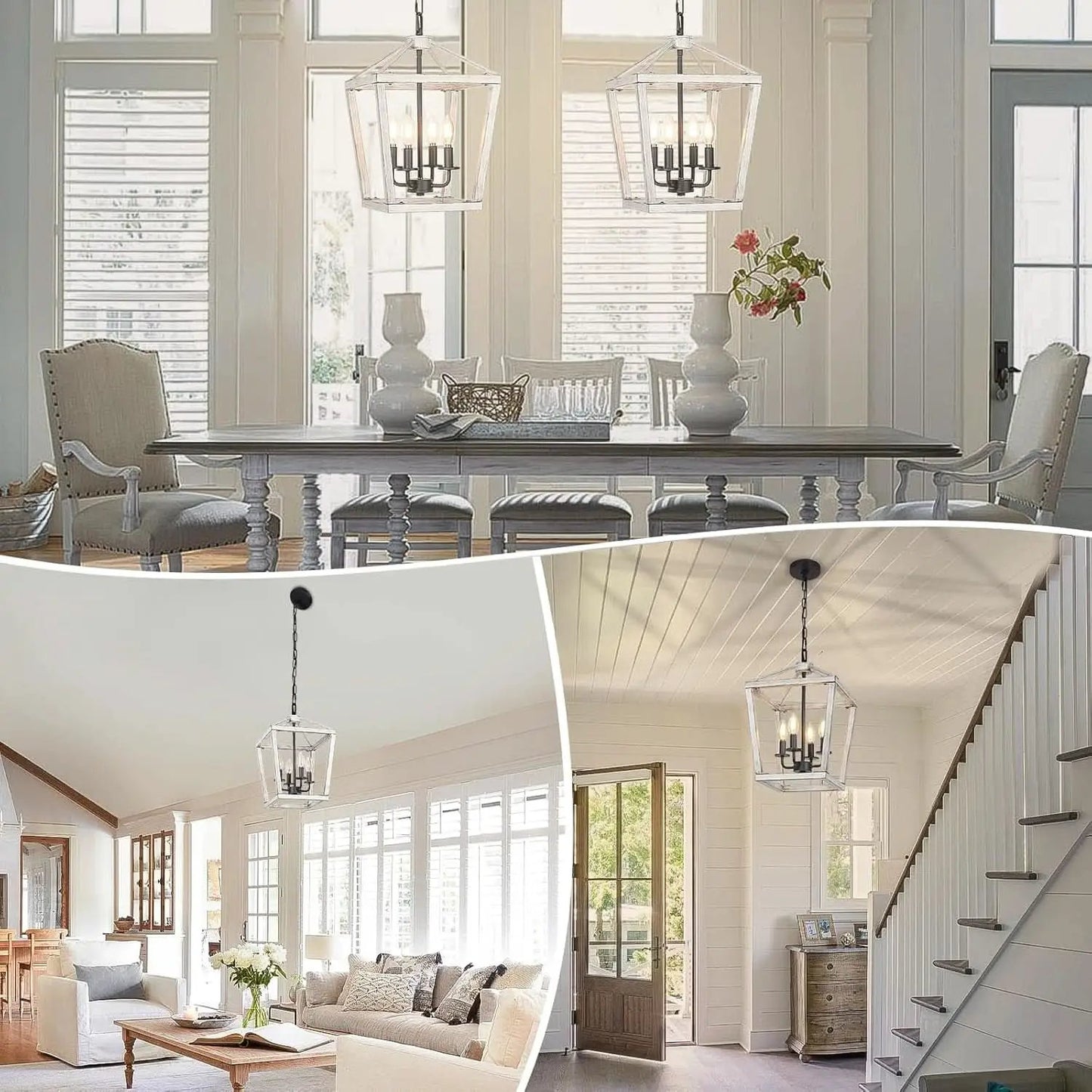 Rustic 4 Light Chandelier With Brushed White Oak Finish from PriceLows™