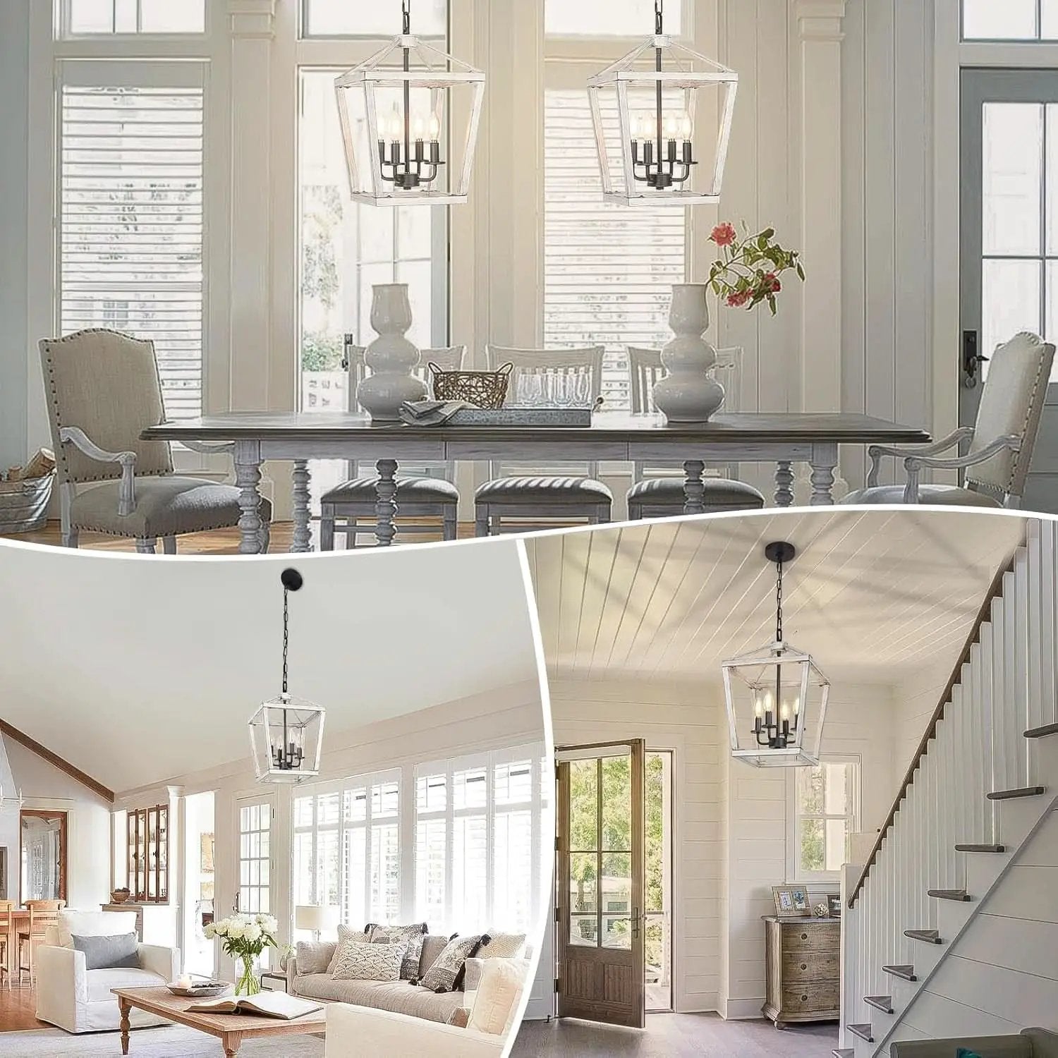 Rustic 4 Light Chandelier With Brushed White Oak Finish from PriceLows™