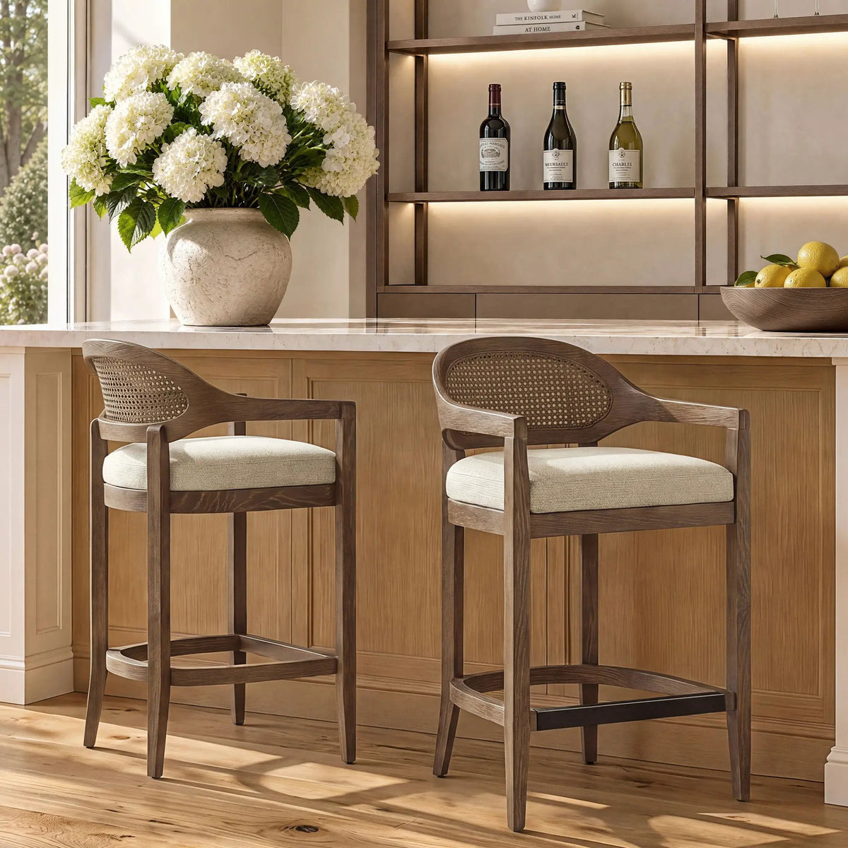 Americana Counter Stool | Mid-Century Modern | Cane Back | Kiln-Dried Wood Frame