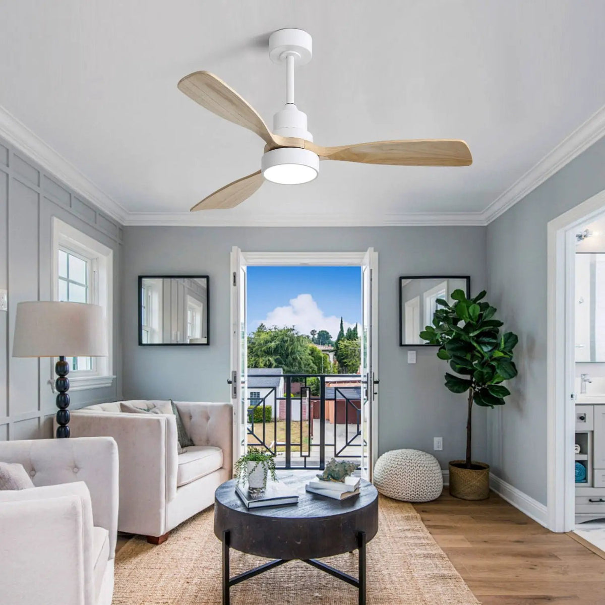 Indoor Ceiling Fan | 48 Inch Span | Dimmable LED Light | 6 Speed Remote Reversible Blades