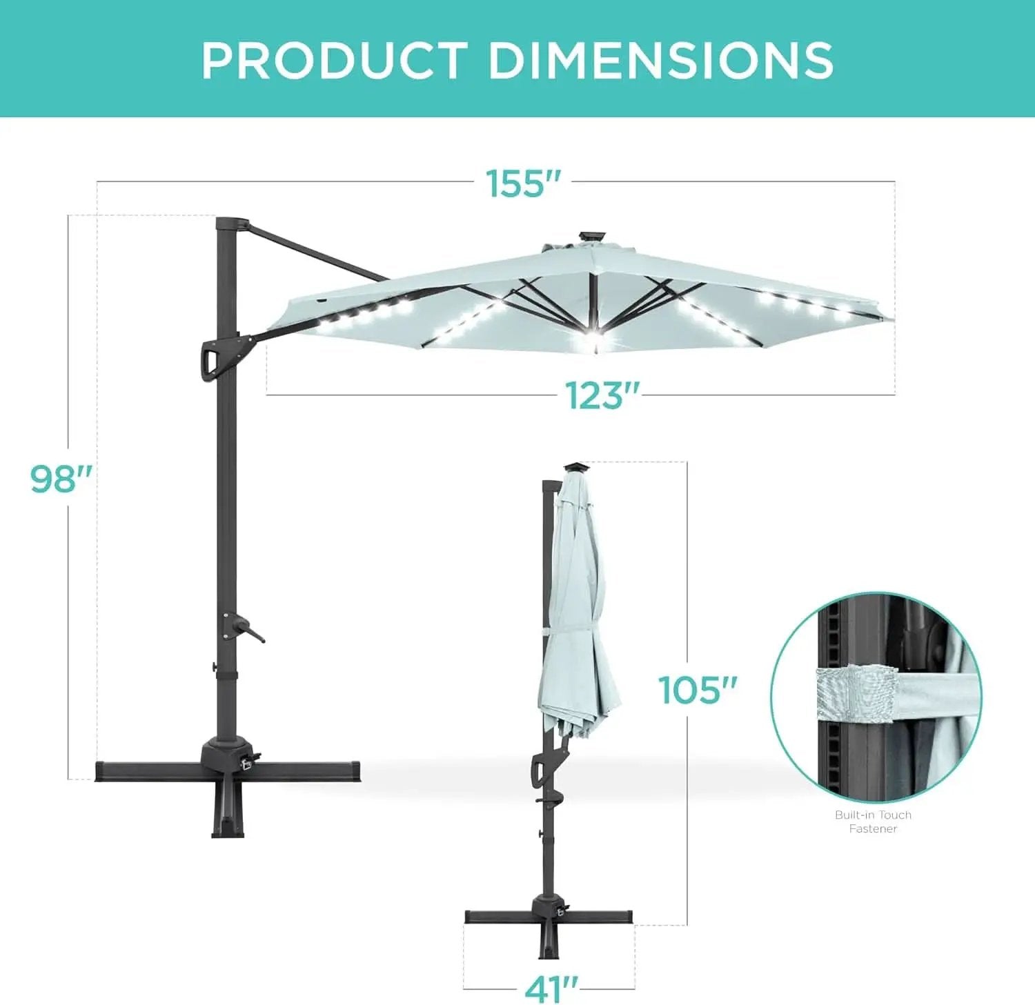 10 Foot Solar LED Cantilever Patio Umbrella With 360 Degree Rotation And Integrated Lights from PriceLows™