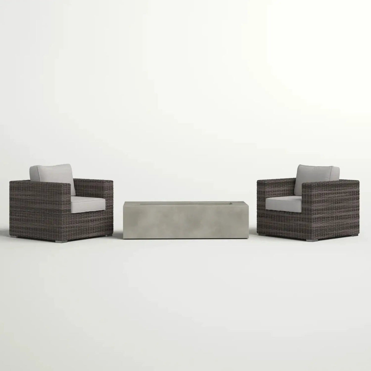 Outdoor Rattan Wicker Seating Set With Cushions 2 Person Patio Furniture Espresso / | 3 Piece Outdoor Set | Rattan & Wicker | Gray
