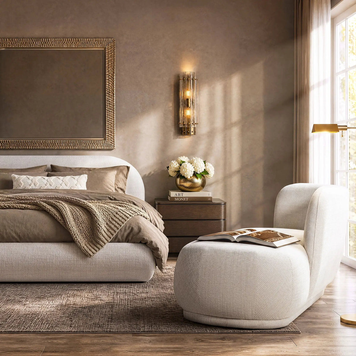 Archie Upholstered Platform Bed | Puffy Arch Headboard | Grounded Design | No Box Spring Needed