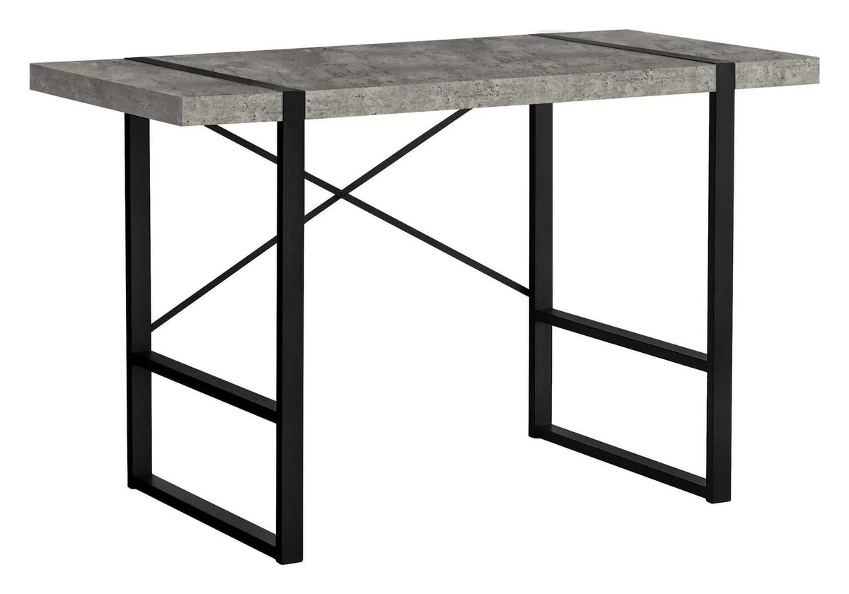 Industrial Design Computer Desk | 49 Inch Width | Thick-Panel Desktop | X-Shaped Metal Bar