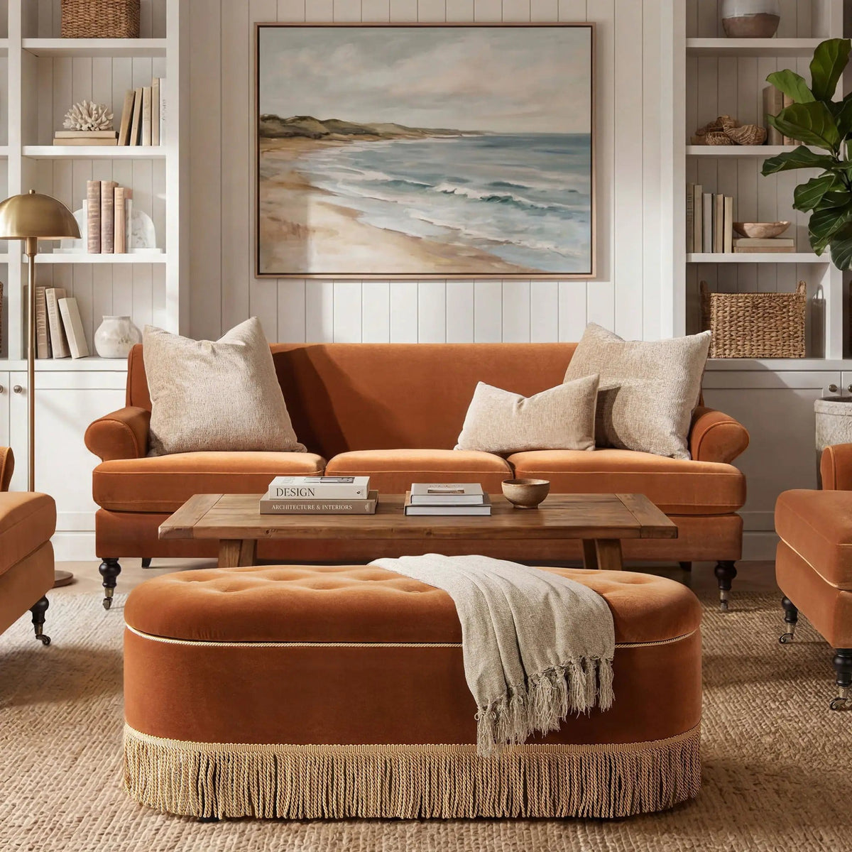 Alana Lawson Modern Three Cushion Tightback Sofa | 3 Pieces | Solid Wood & Plywood | Living Room