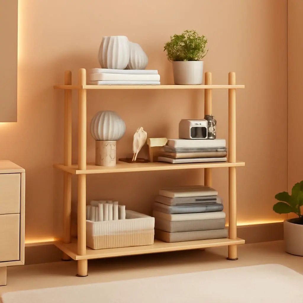 3 Tier Wooden Shelf Bookcase Oak Free Standing Unit from PriceLows™