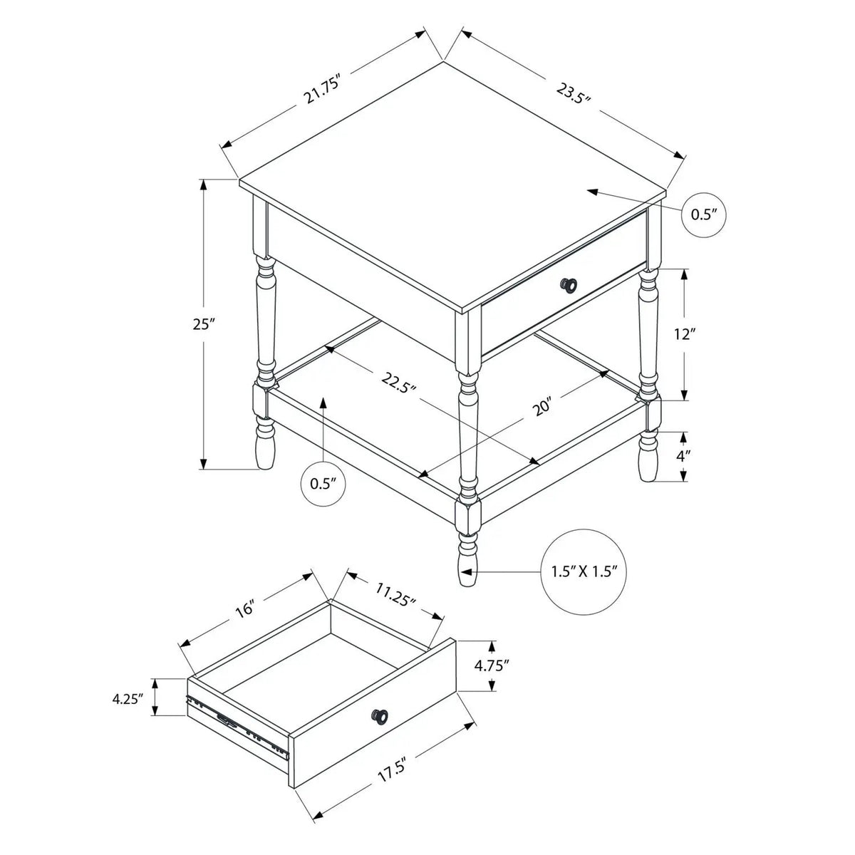 Accent Table | Two Tier | Square Frame | Walnut Finish