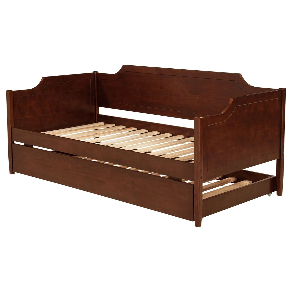 Redding Wood Twin Daybed With Trundle | 81 x 42 x 37 in | Rubberwood & Mdf | Cherry