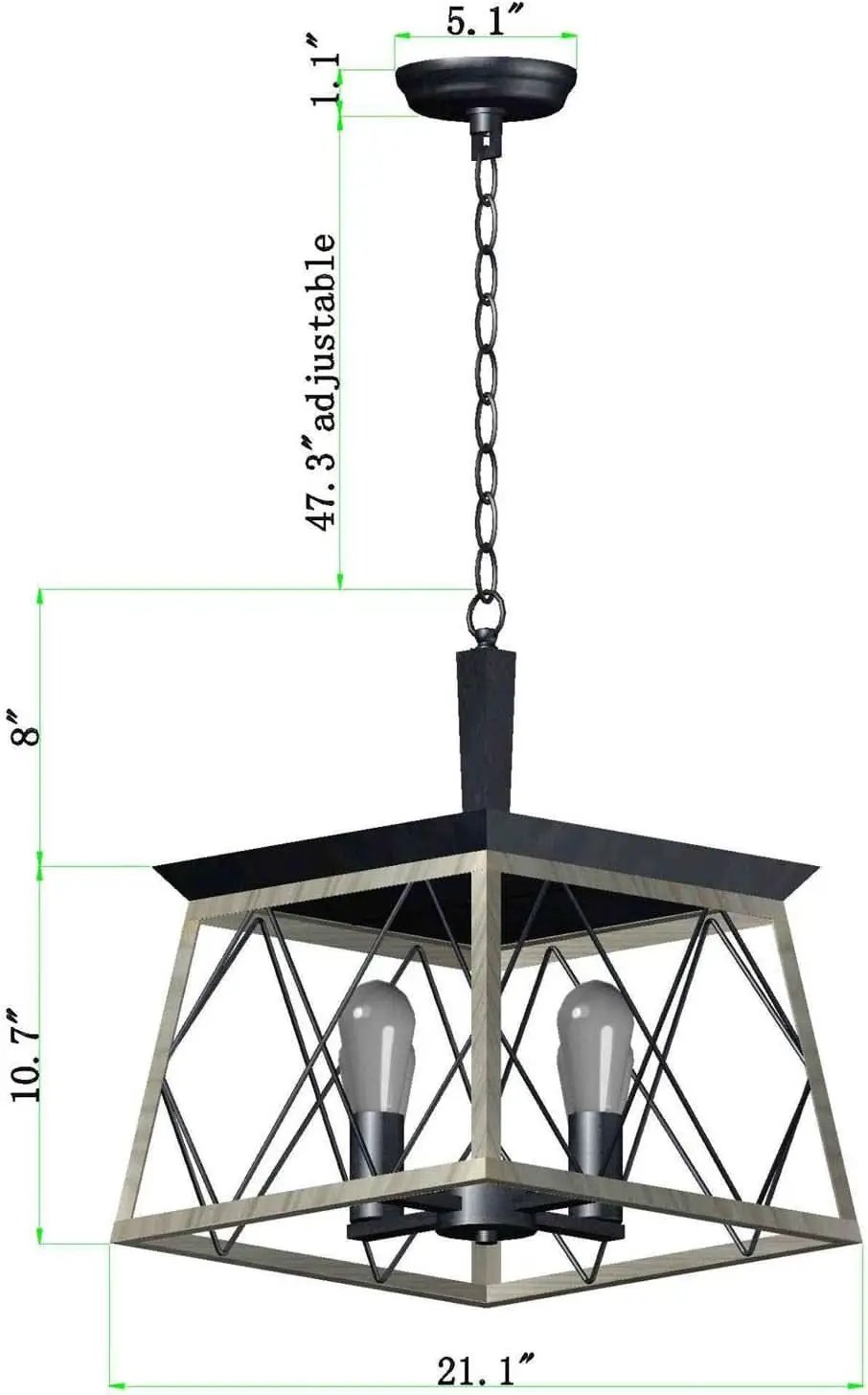 4 Light Farmhouse Vintage Chandelier White Oak Finish from PriceLows™
