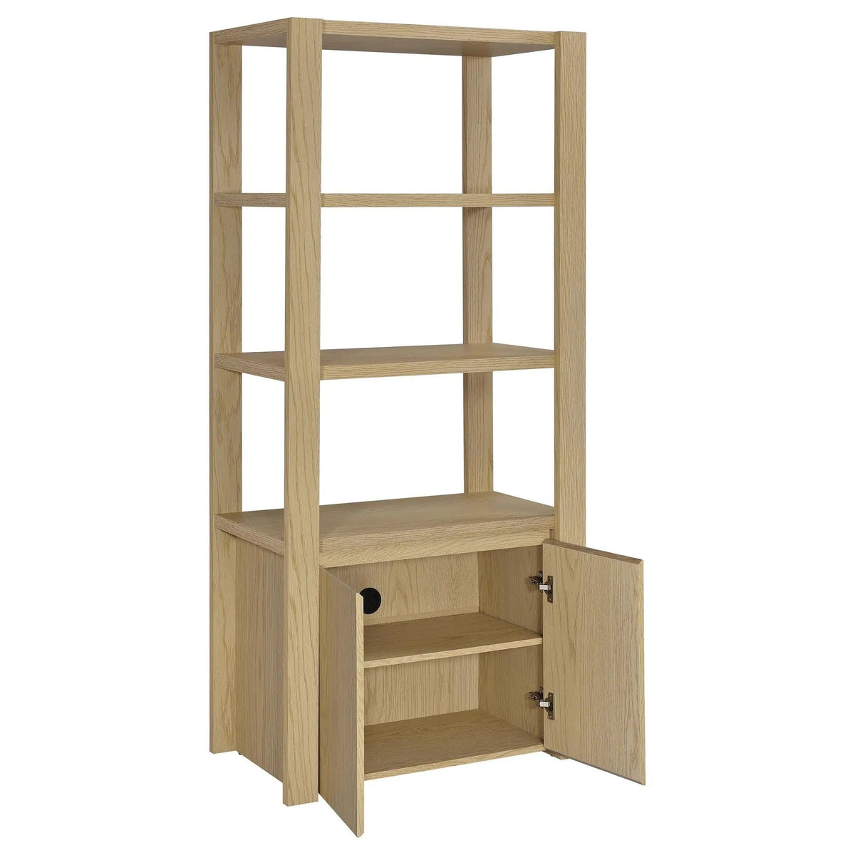 Laurelton 3-shelf Media Tower Tall Pier Cabinet | 31.5 x 17.5 x 70.75 in | Engineered Wood & Veneer | Light Oak