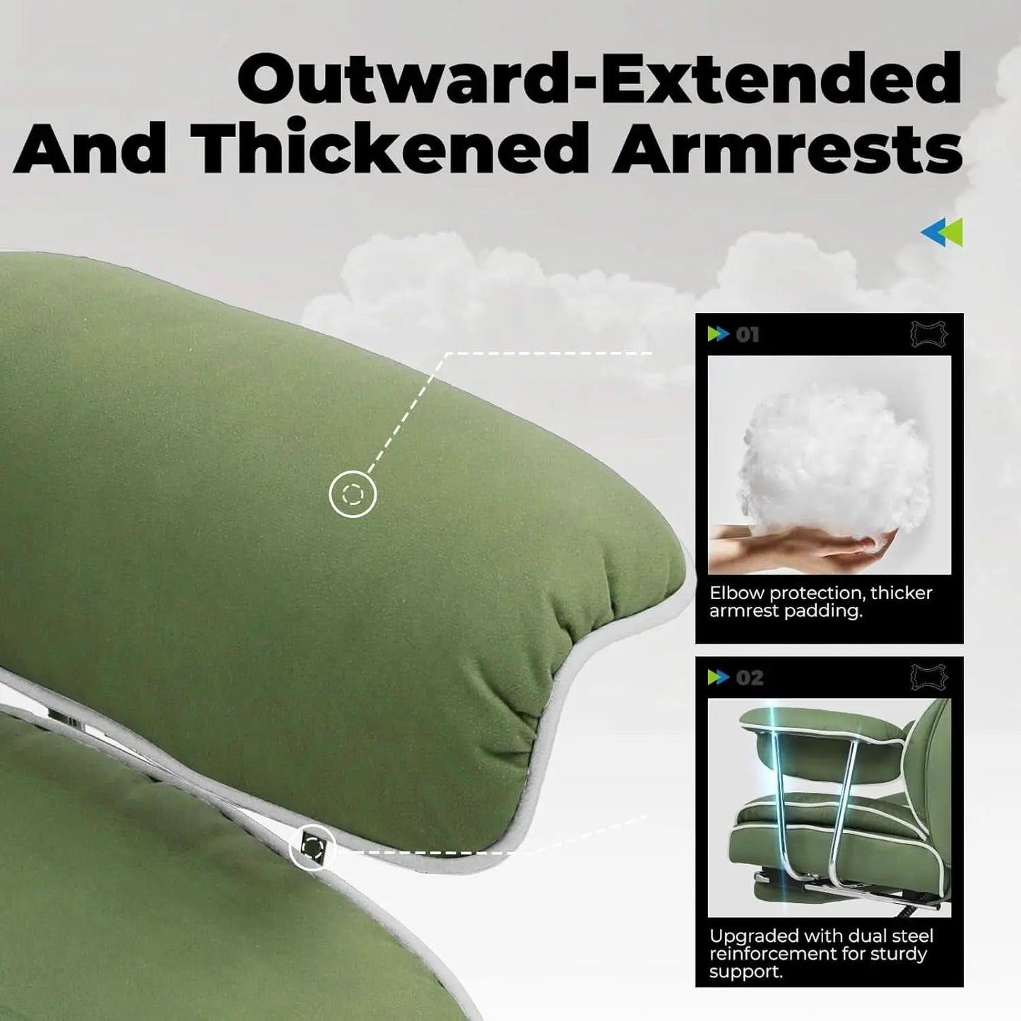 Big And Tall Gaming Chair Green With Lumbar Support from PriceLows™