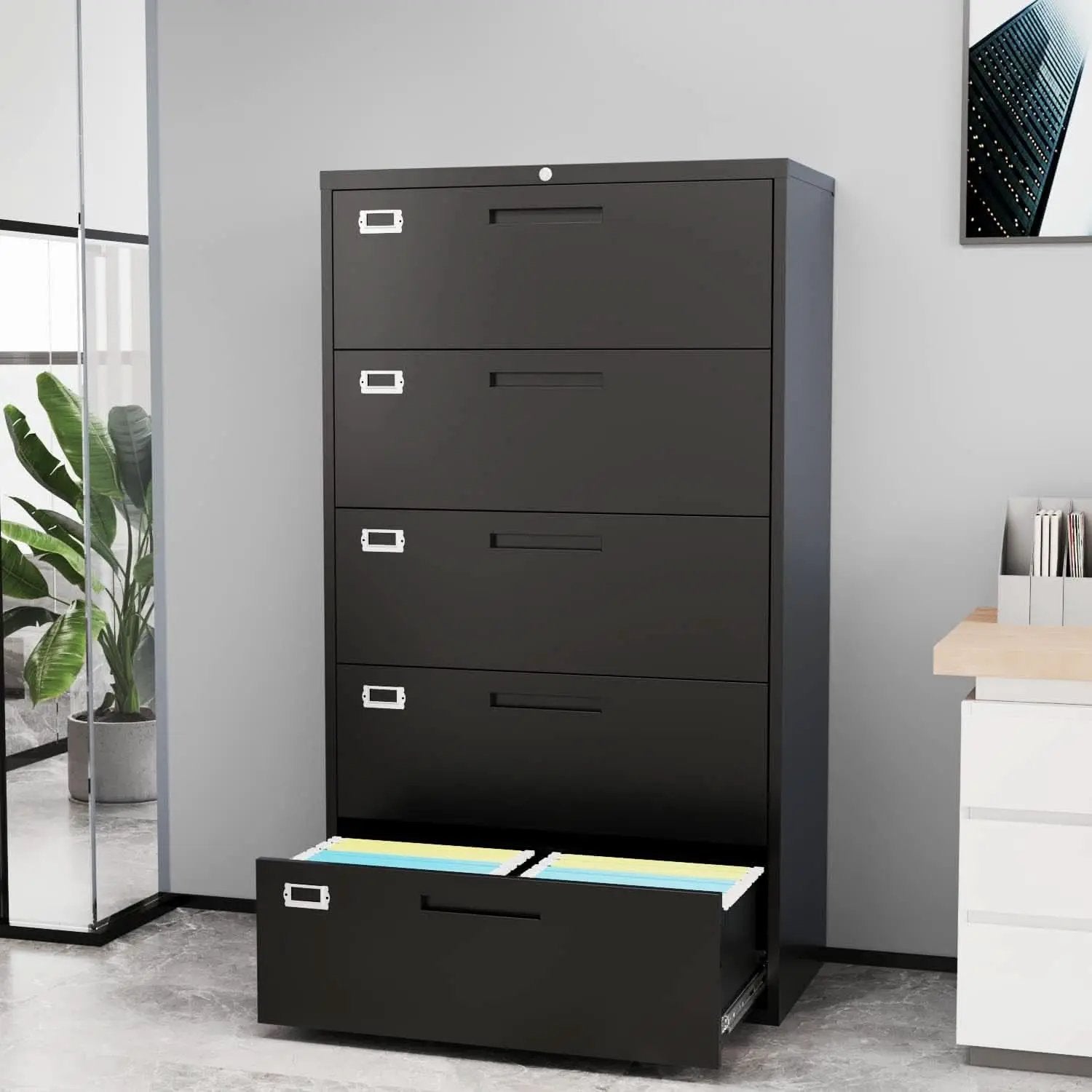 5 Drawer Lateral File Cabinet Lockable Metal Office Storage from PriceLows™