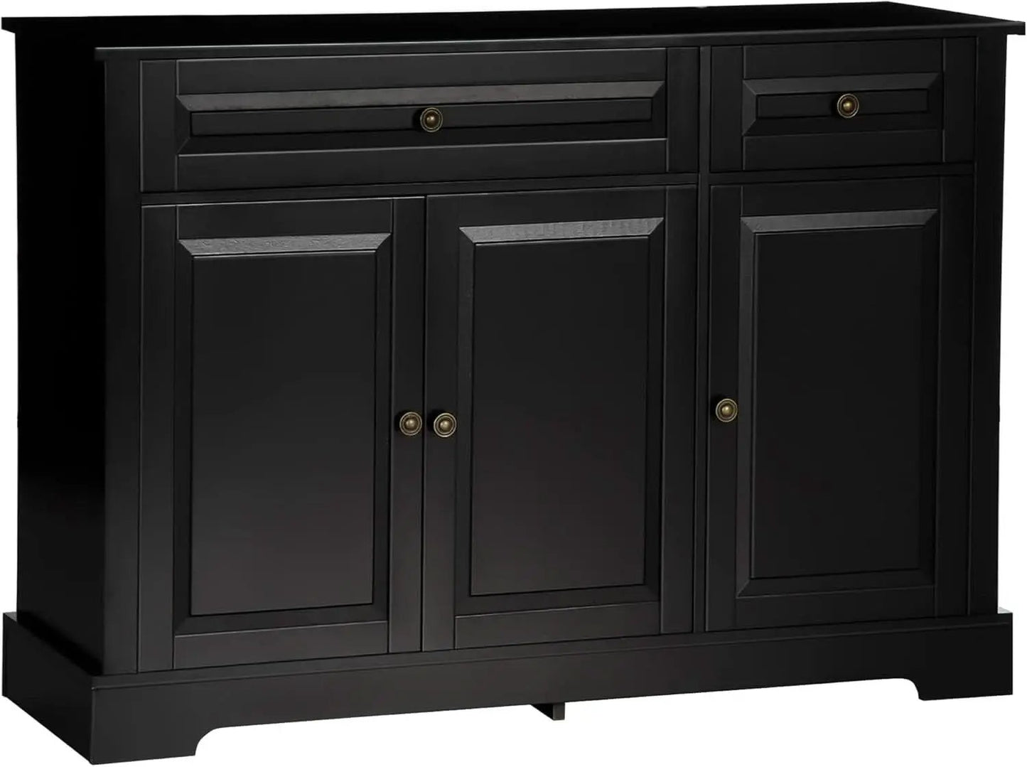 Black Buffet Cabinet With Drawers And Adjustable Shelves from PriceLows™