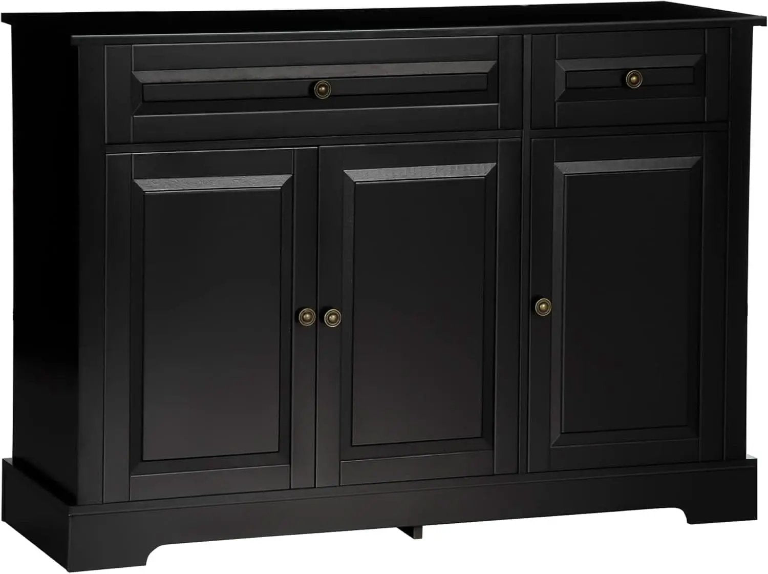 Black Buffet Cabinet With Drawers And Adjustable Shelves from PriceLows™