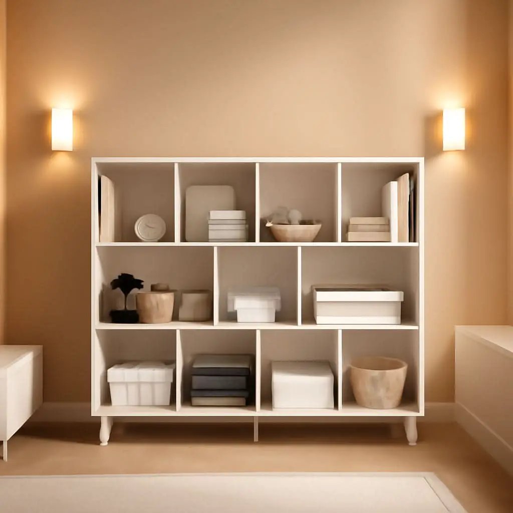 Open Cube Low Bookcase 3 Tier Freestanding White Bookshelf from PriceLows™
