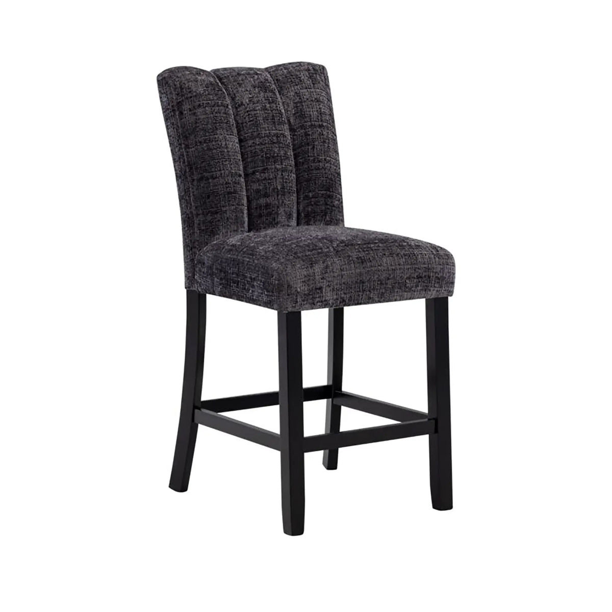 Magaly Bar Stools | Set Of 2 | Dark Gray | Polyester Velvet Upholstery