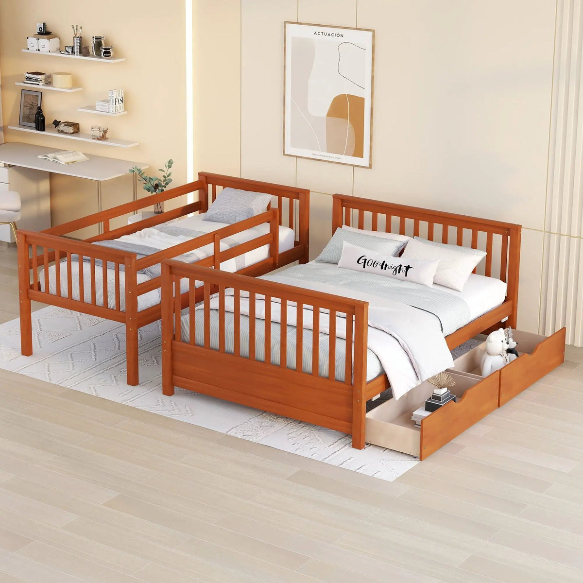 Bunk Bed With Ladders | 2 Storage Drawers | Space-Saving Design | Sleepover Ready