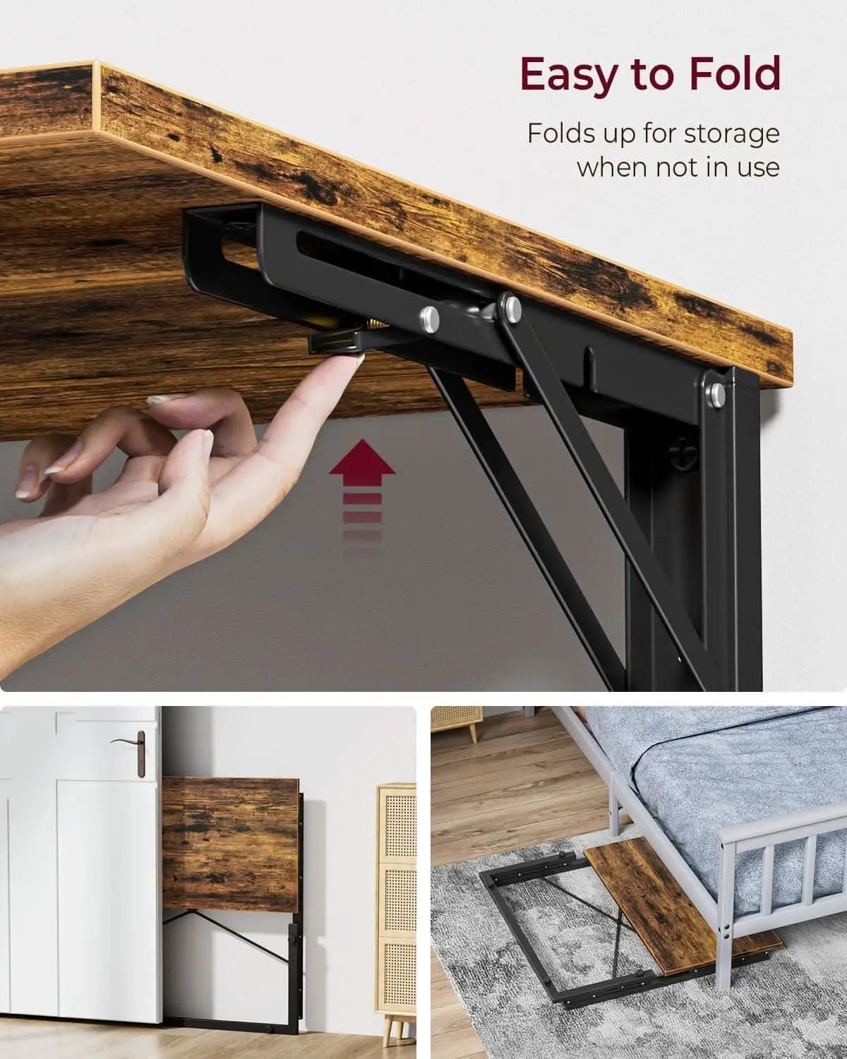 31.5 Inch Collapsible Tray Desk Rustic Brown Premium Finish from PriceLows™