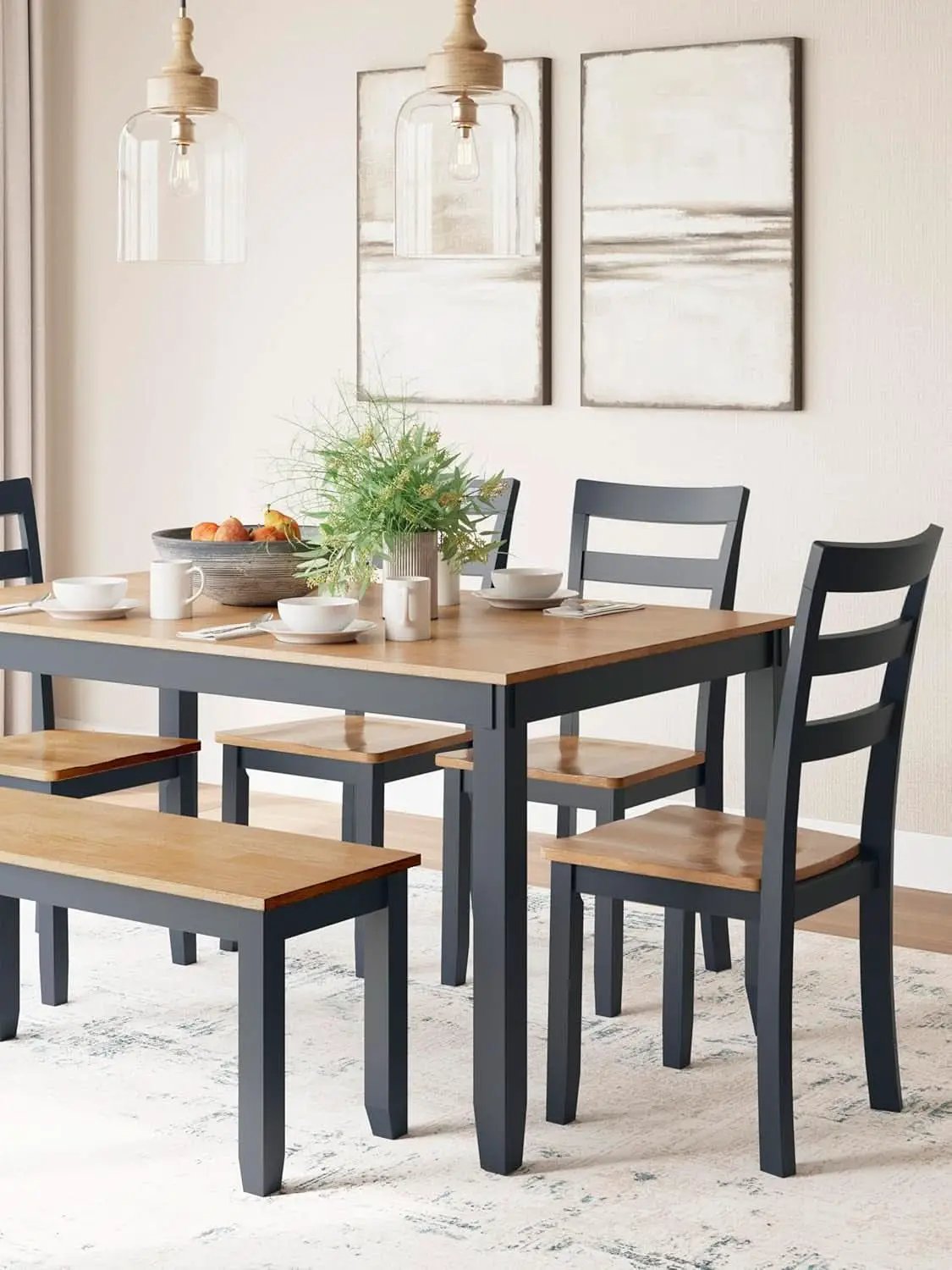 Intercontinental Mango Wood Dining Table Set Cerulean from PriceLows™