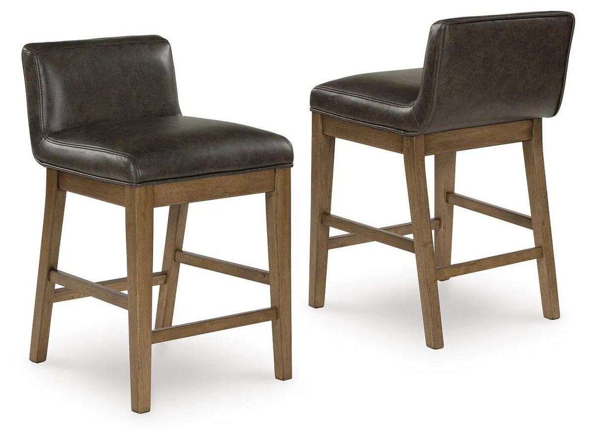 Cabalynn Upholstered Barstool | Set Of 2 | Two-Tone Brown | 26 Inch Seat Height