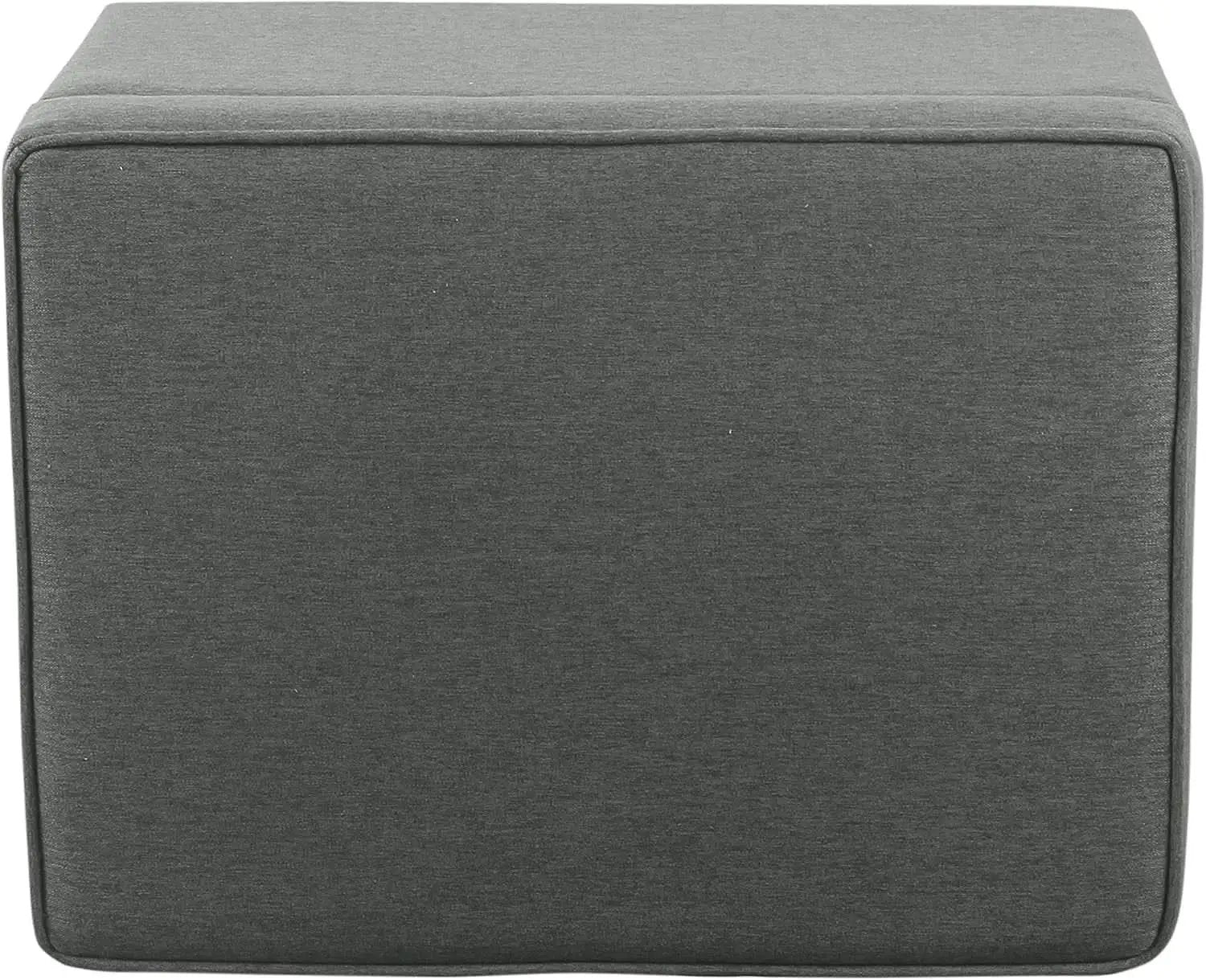 24 Inch Gray Fabric Hidden Storage Ottoman With Hinged Lid from PriceLows™