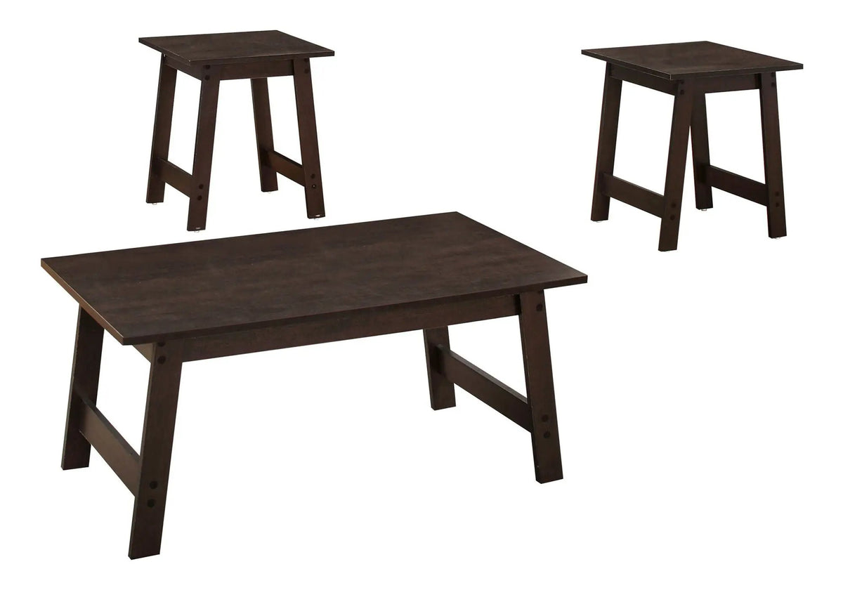 Rectangular Coffee Table Set | Set Of 3 | Two Matching Square End Tables | 36 Inch Length