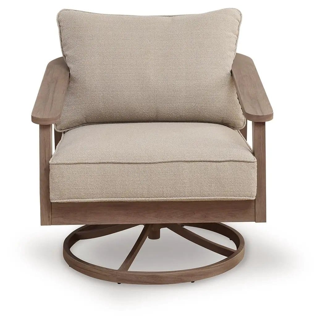 Harmony Headlands Swivel Lounge With Cushion Swivel Chair | 32.5 x 35.5 x 37.13 in | Polyester & Fabric | Natural / Gray