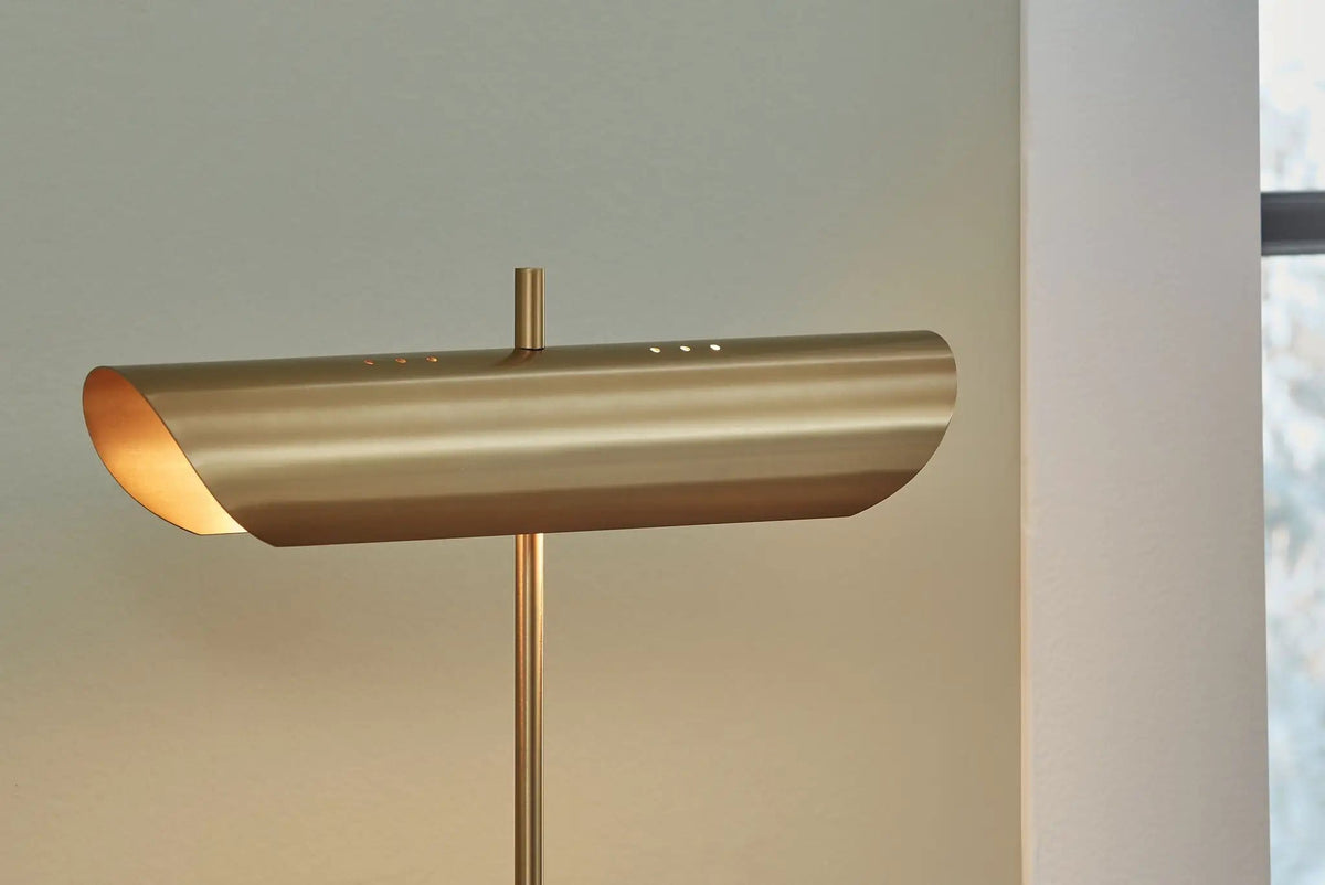 Rowleigh Marble Desk Lamp | 16 x 6.75 x 20.5 in | Marble & Metal | Gold Finish / White