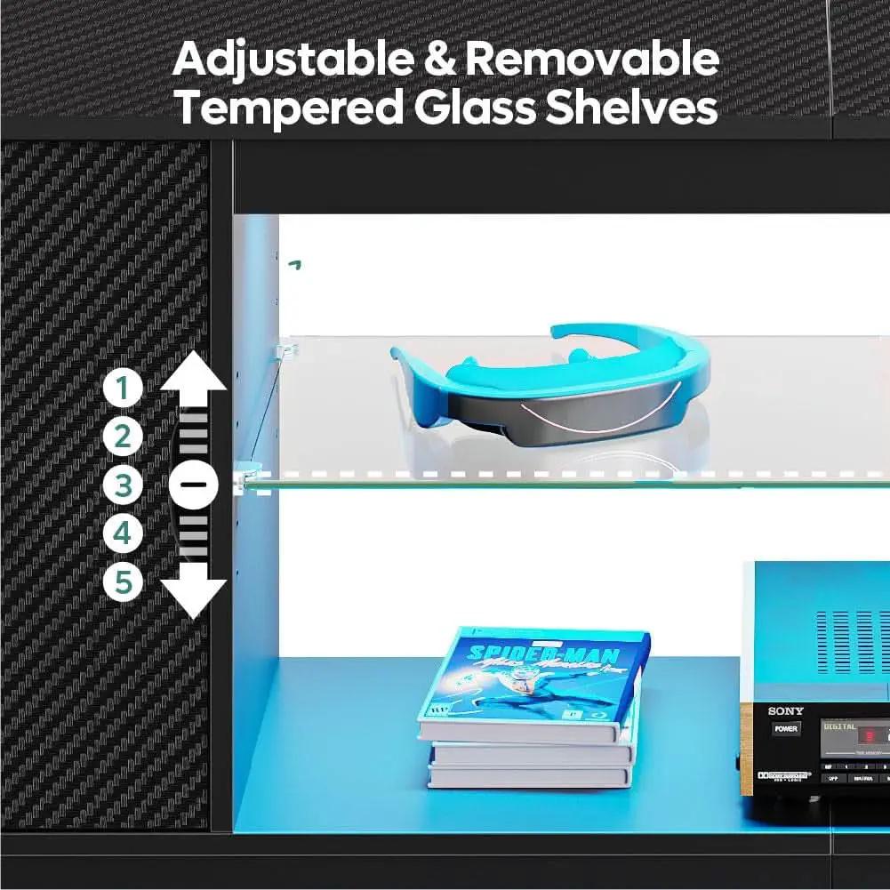 LED TV Stand 55 60 65 Inch With Adjustable Glass Shelves from PriceLows™
