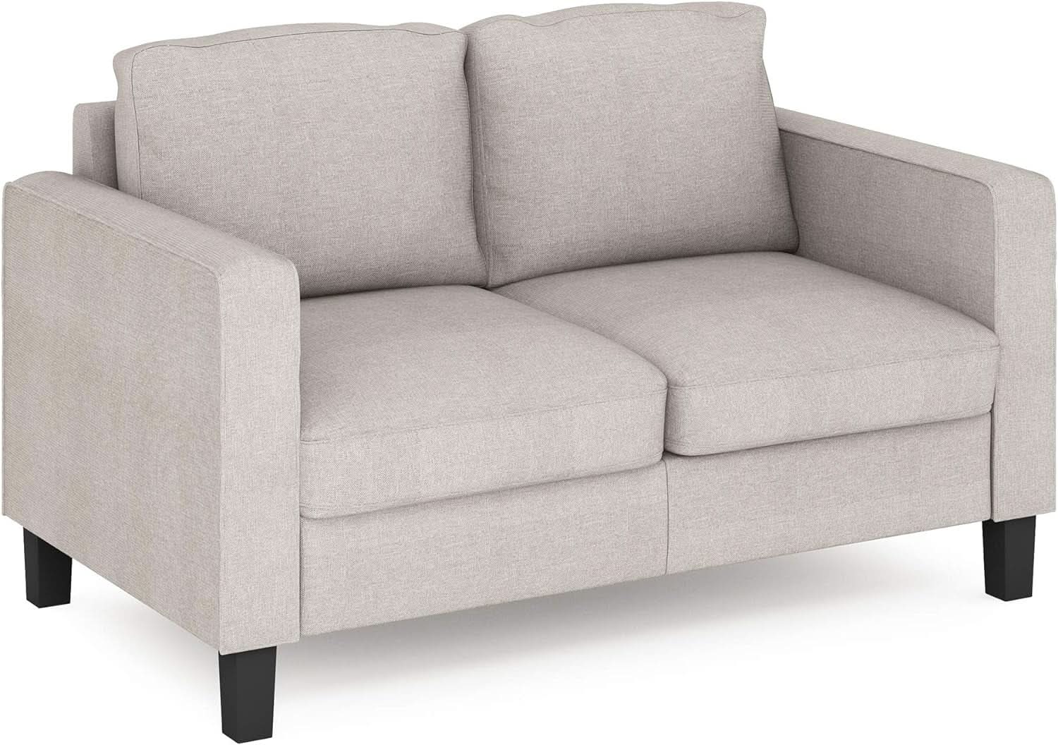 Two Seater Tufted Black Faux Leather Loveseat for Living Room from PriceLows™