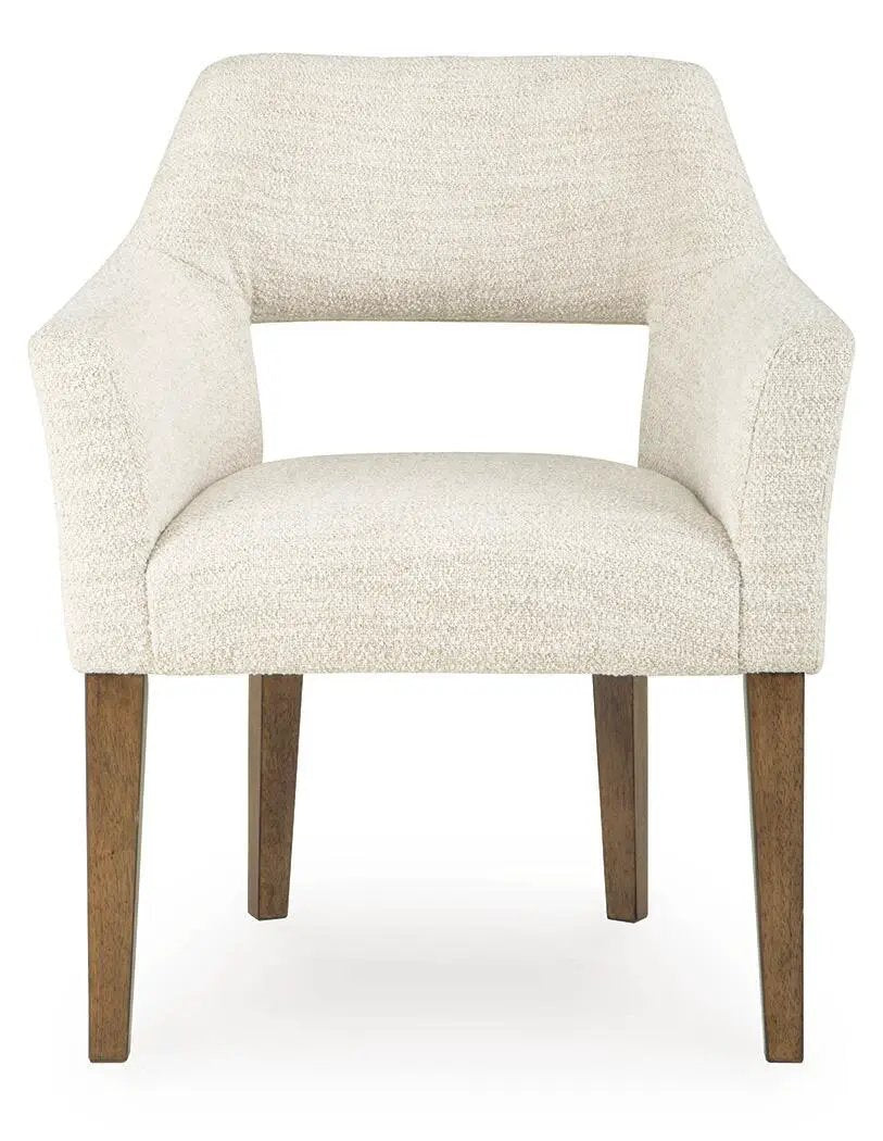 Marxmore Dining Arm Chairs | Set Of 2 | Beige And Brown | Upholstered Seats