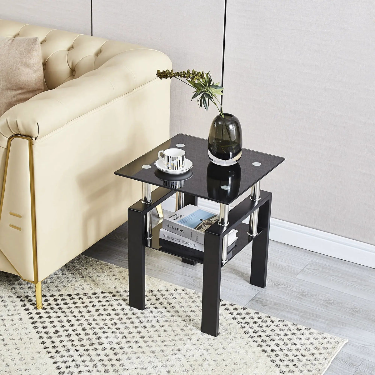 Tempered Glass Table | Hidden Storage | Easy Assembly