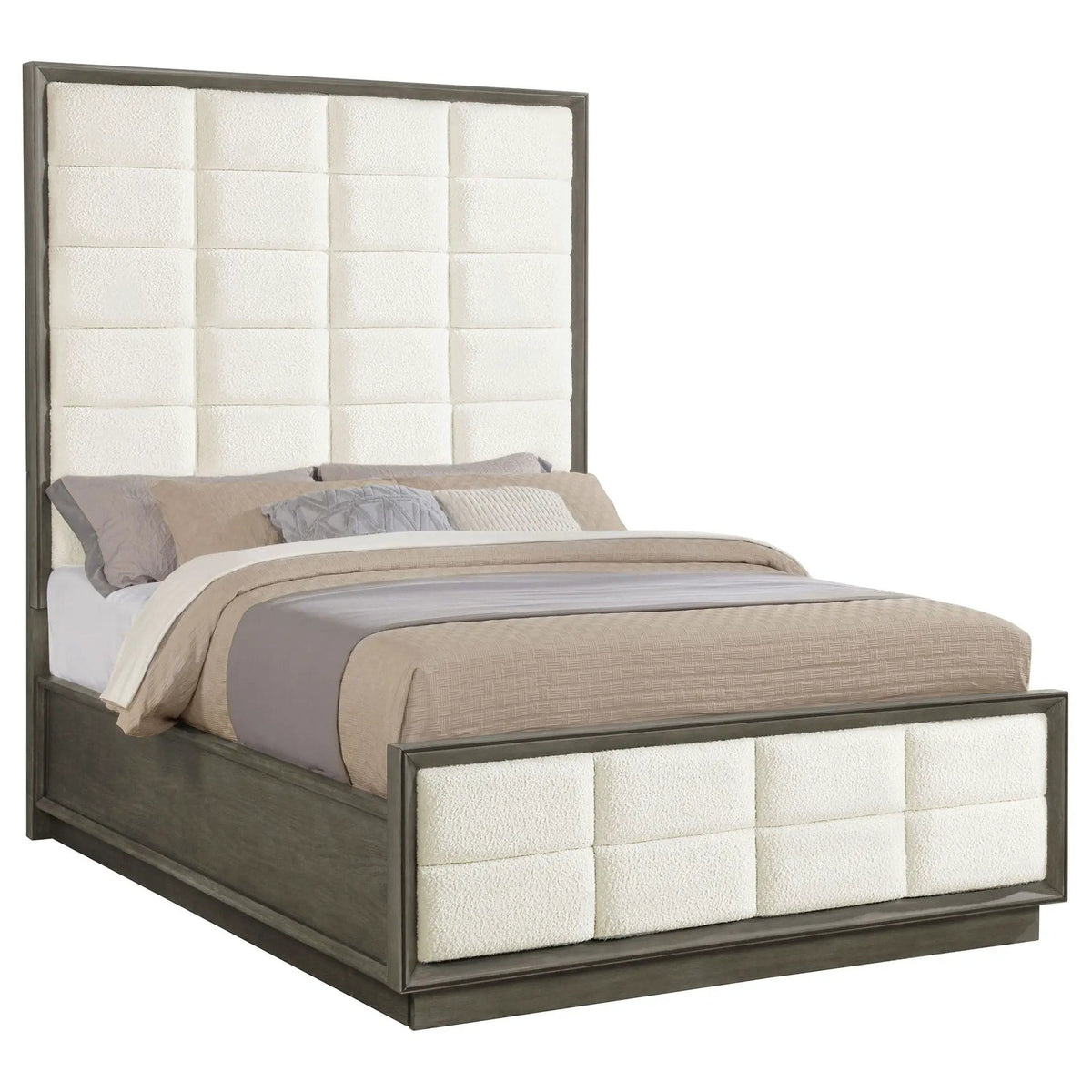 Durango 80-inch Queen Panel Bed Taupe | 65 x 86 x 80 in | Engineered Wood & Veneer | Oak