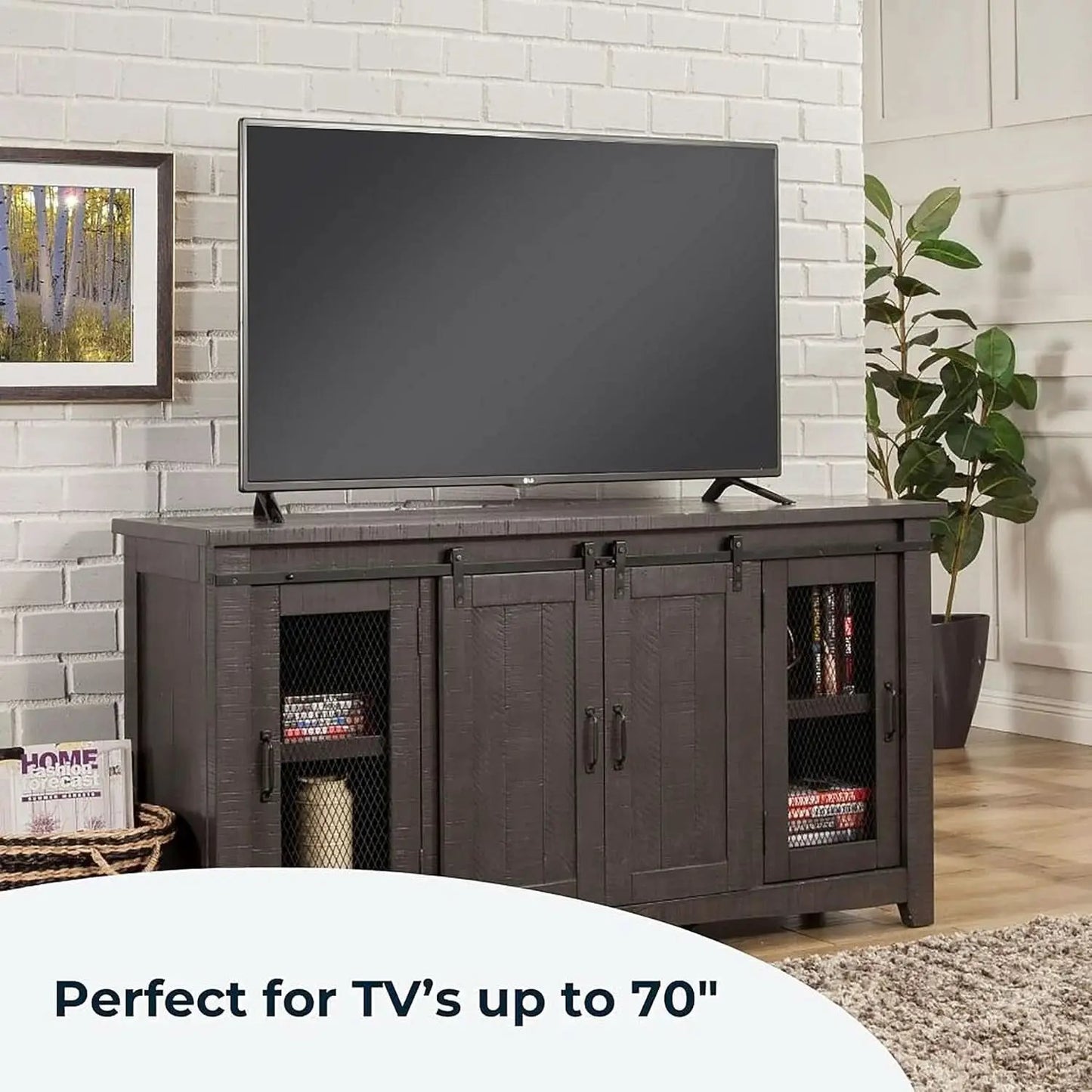 Sierra 65 Inch Grey TV Stand for Living Room Console from PriceLows™