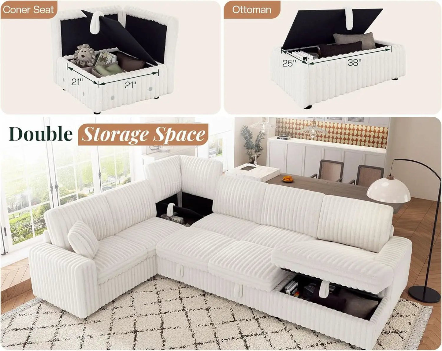 One Hundred Thirty Inch Sleeper Sofa With White Faux Fur from PriceLows™