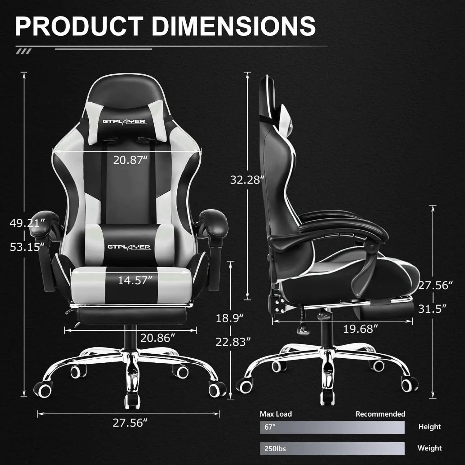 White Gaming Chair With Footrest And Lumbar Support from PriceLows™