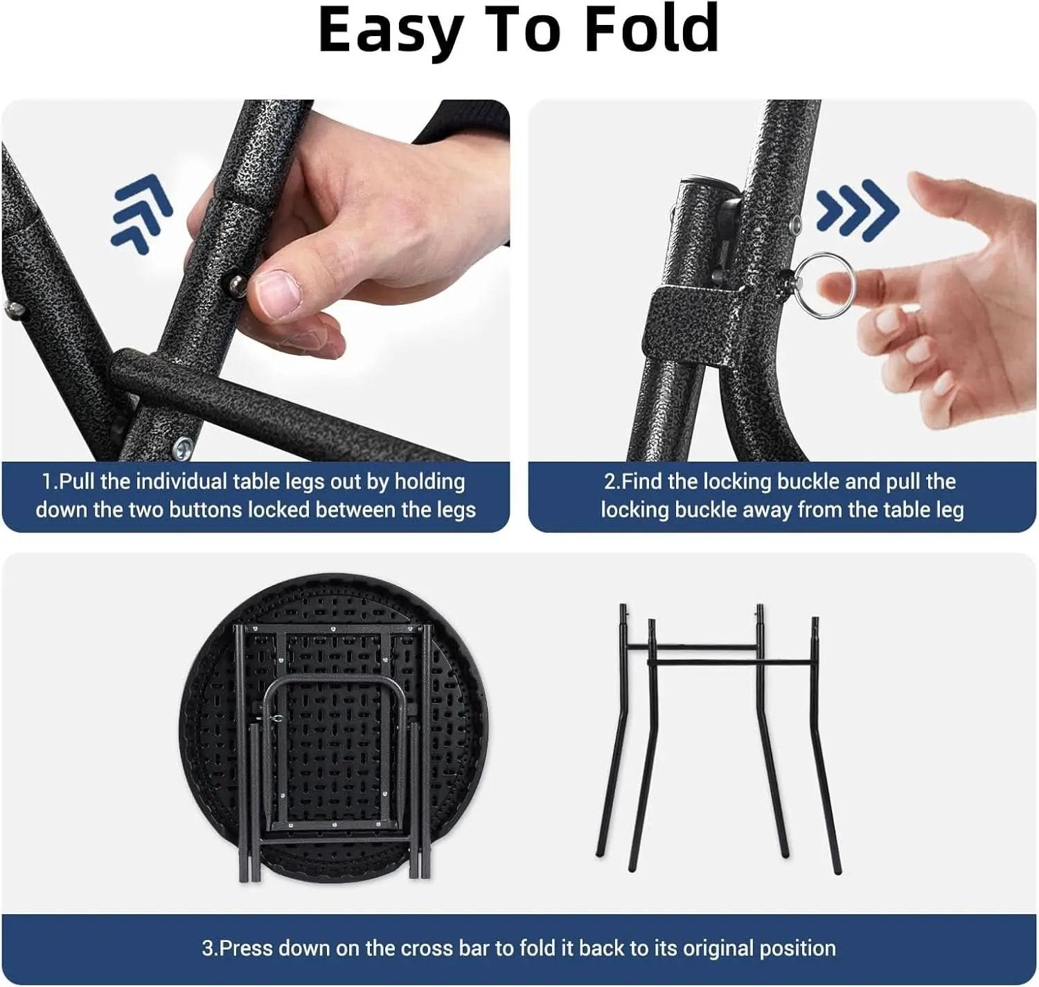 Black Twenty EightIn High Top Foldable Removable Locking Legs Cocktail Table from PriceLows™