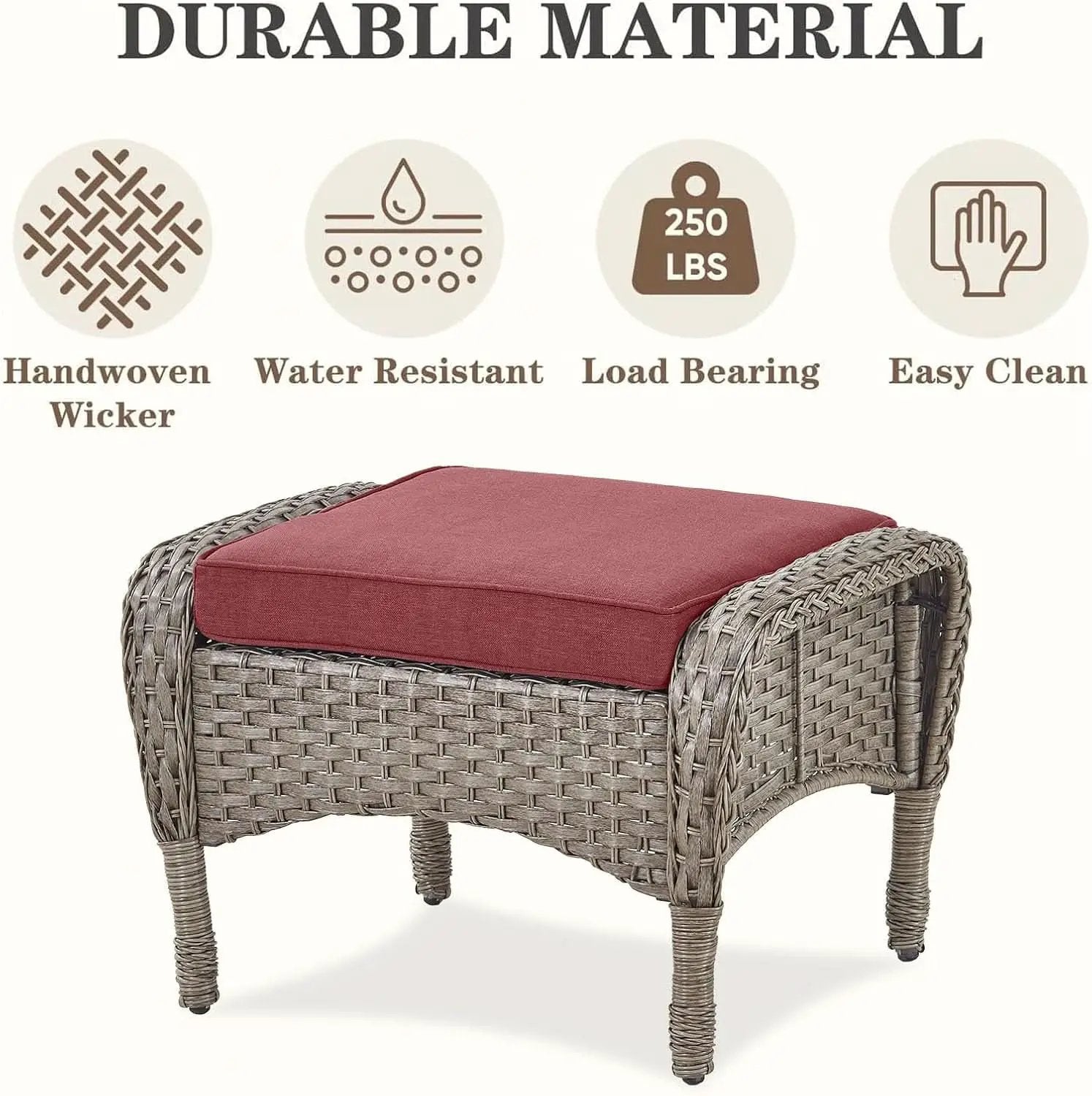 5 Piece Patio Rocking Chairs Set With Wicker Ottomans from PriceLows™