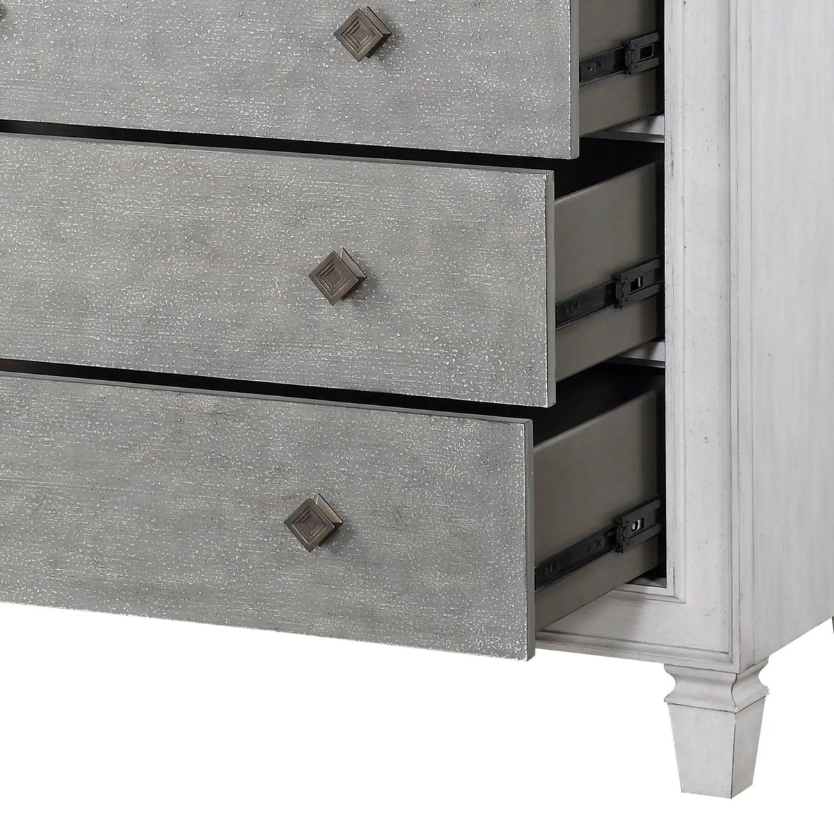 Katia Weathered Chest | White Finish | Full-Extension Metal Glides | Transitional Design