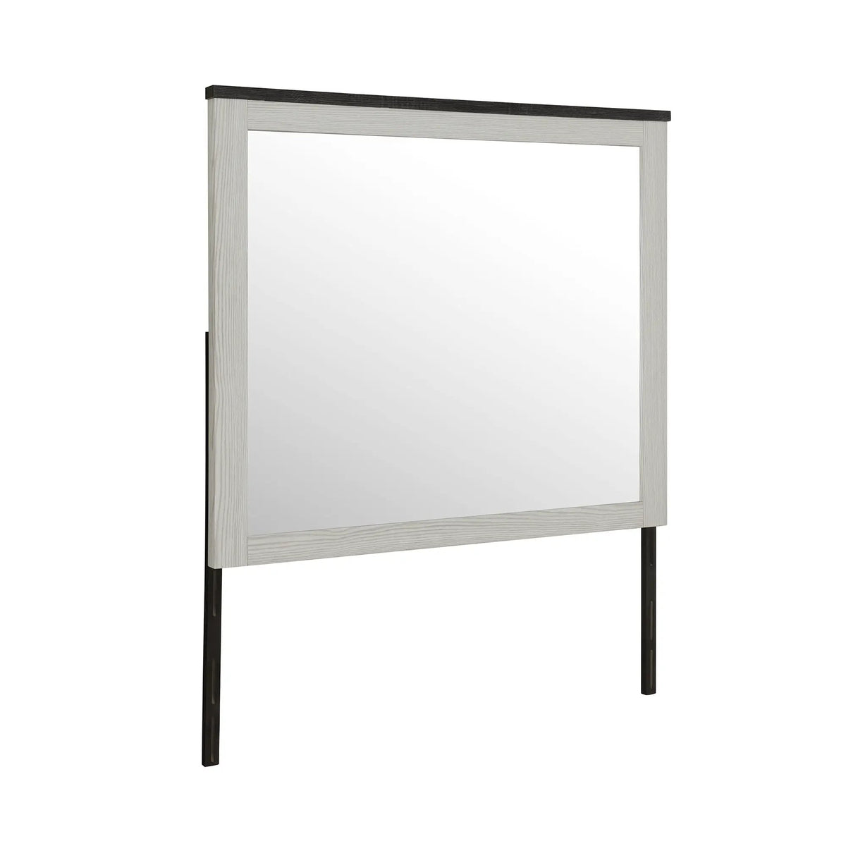 Avery Dresser Mirror | Beige | Large Scale Mirror | Dark Top And Sleek Frame