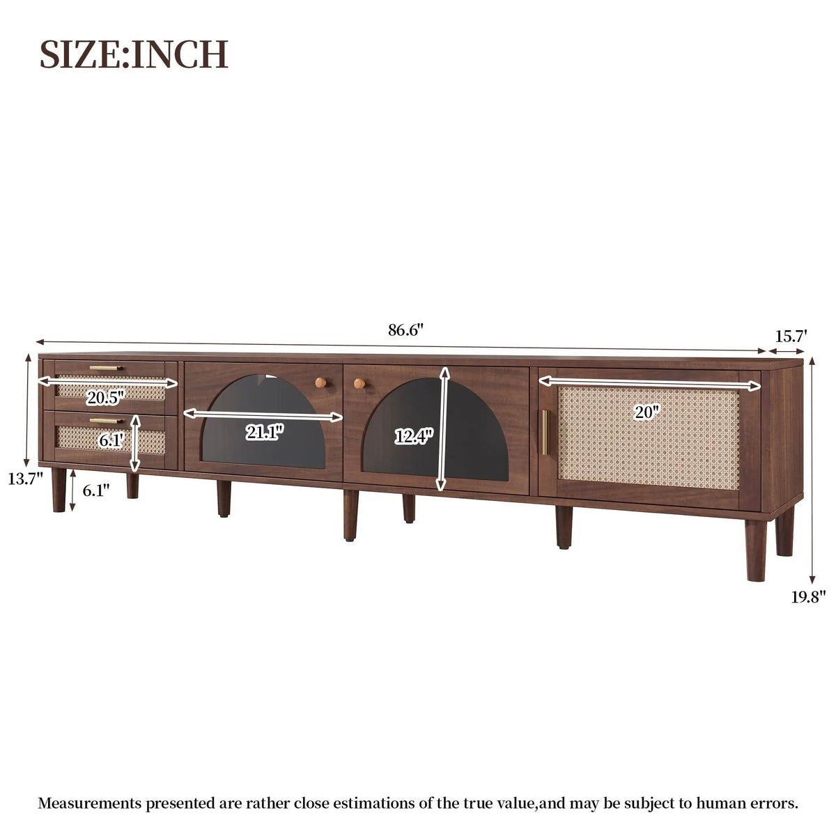 TV Stand | App Controlled LED Lights | Rattan Door Storage | Large TV