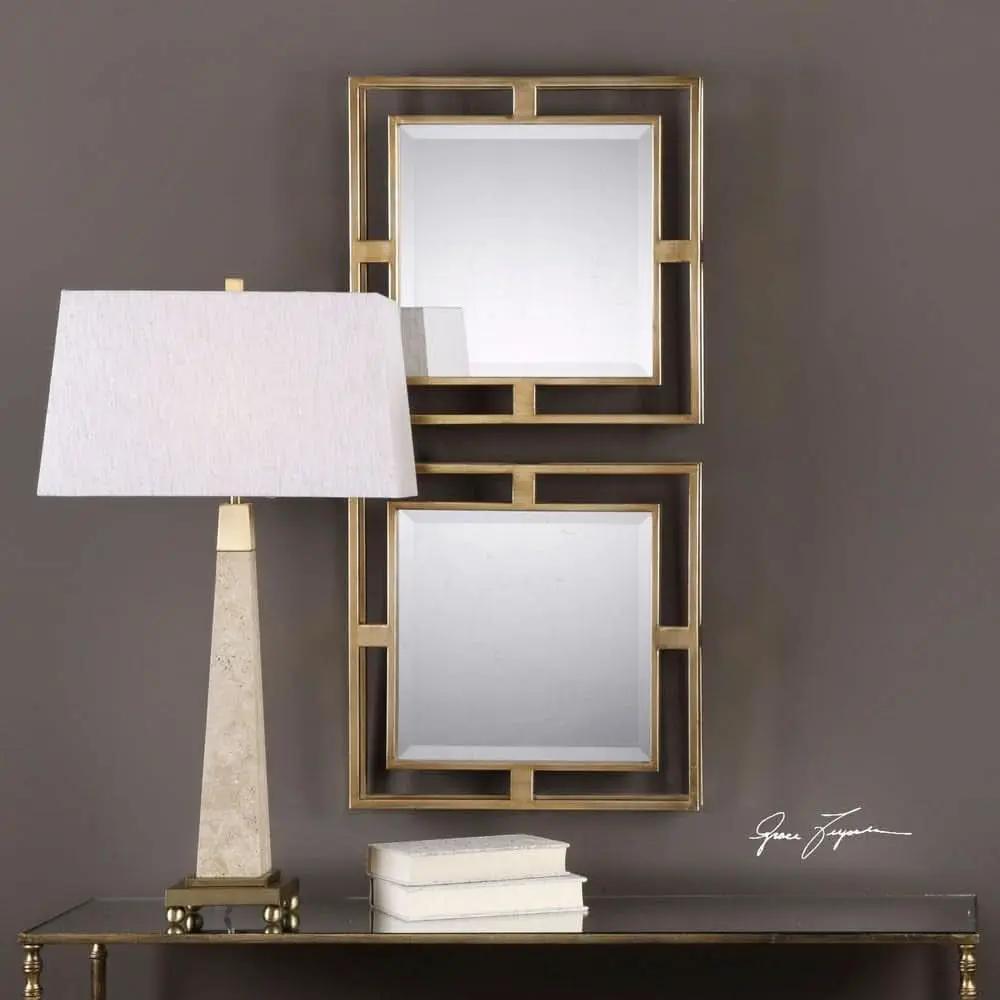 Allick 18 Inch Square Mirror Antiqued Gold Set Of 2 from PriceLows™