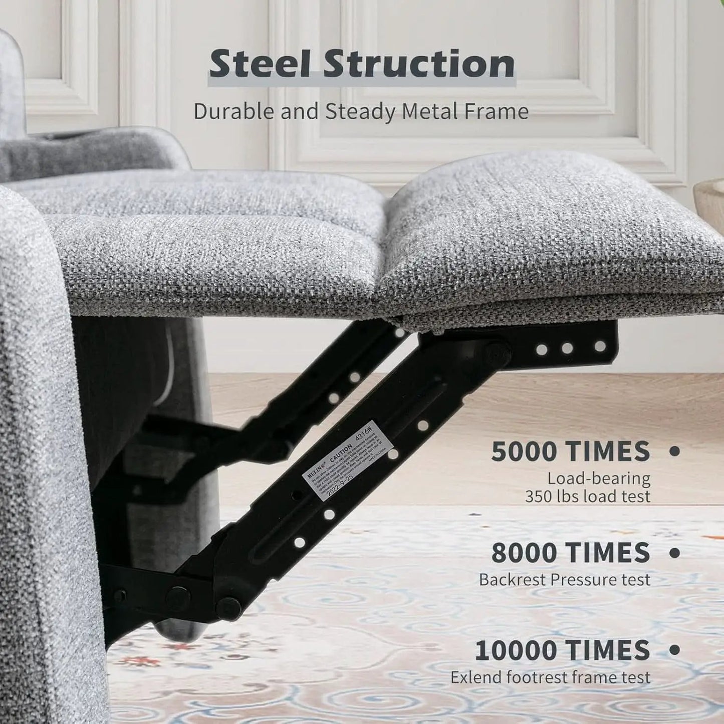 Light Grey Upholstered Manual Recliner With Massage from PriceLows™